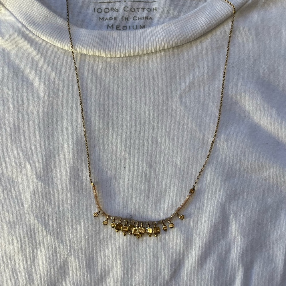 Glass and gold filled beads on a gold filled necklace